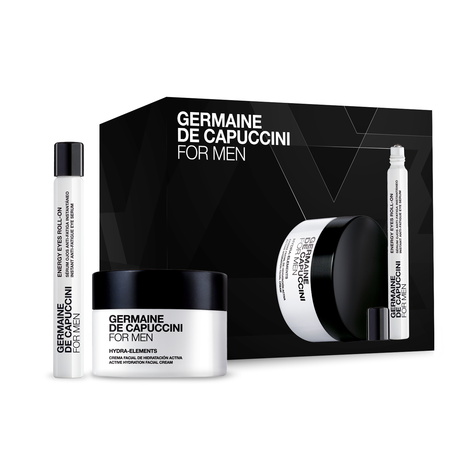 НАБІР  FOR MEN: (КРЕМ ЗВОЛОЖУЮЧИЙ ГІДРА-ЕЛЕМЕНТ 50 мл 680303, ЕМУЛЬСІЯ ДЛЯ ПОВІК З МАСАЖНИМ РОЛИКОМ 10 мл 680365). 680954